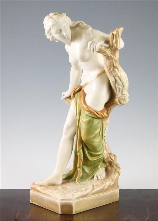 A Royal Worcester figure The Bather Surprised, c.1907, after the original by Sir Thomas Brock, 38.5cm